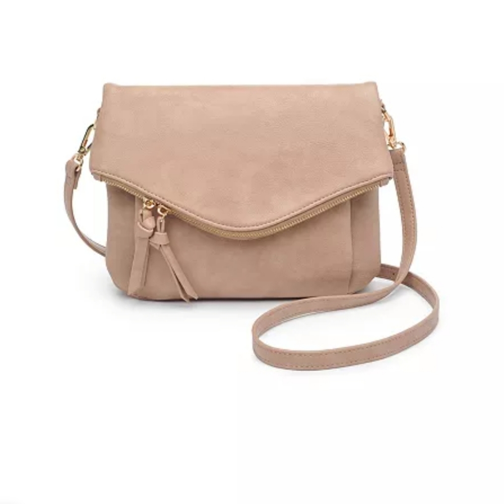 Urban Expressions - vegan leather crossbody/foldover bag in almond